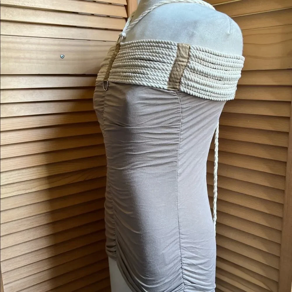 Sass & Bide Short Bodycon Mini Dress or Top Taupe Size 2 NWOT y2k bandage - Picture 4 of 6